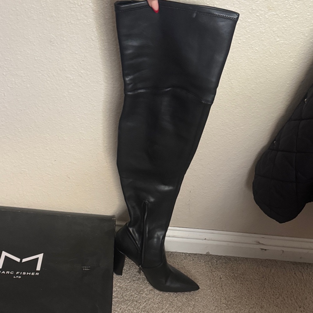 Marc Fisher Sleek Black Over-the-Knee Boots